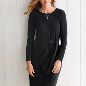 Talbots Tie Waist Shimmer Pullover Sweater Dress Crew Neck Soft & Cozy Small New